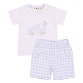Everything Must Change (EMC) Baby Boy Pale Blue and White Gingham T-shirt and Short Set